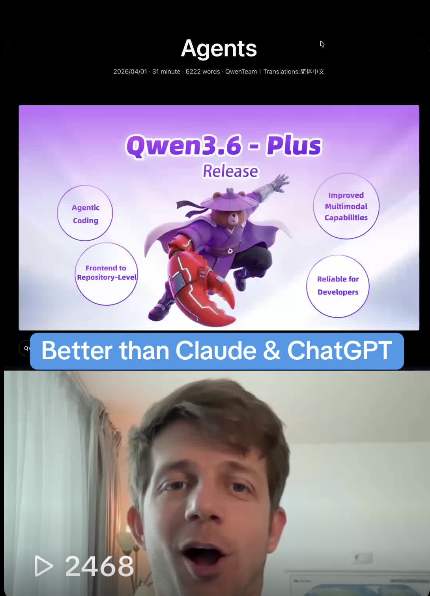 Qwen 3.6 Plus AI update TikTok thumbnail
