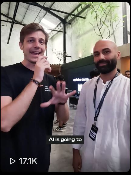 Live pitching AI startup short-form thumbnail