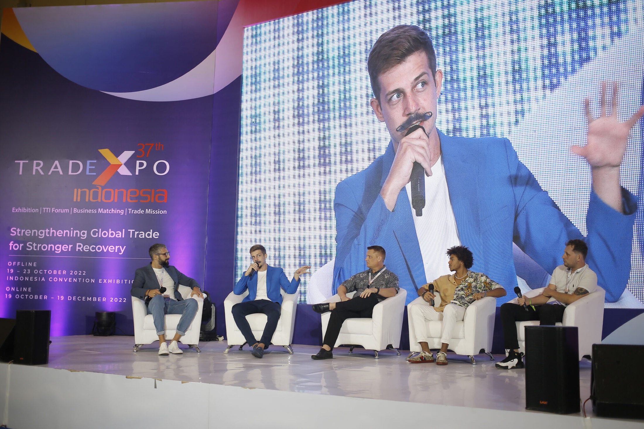 Cosmo speaking on a blockchain panel at Trade Expo Indonesia